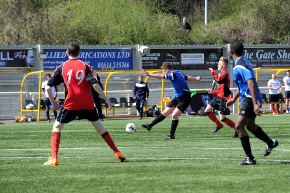 kent FA Junior Cup B Final. AEI Sports v Gillingham Town. AEI in Blue.