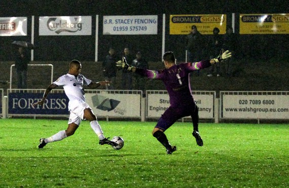 FT9C1827 - Pierre Joseph-Dubois takes the ball past Conor Gough