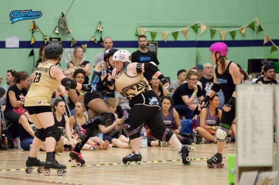 Jiggly Tough (pictured in gold, centre) makes short work of an approaching jammer