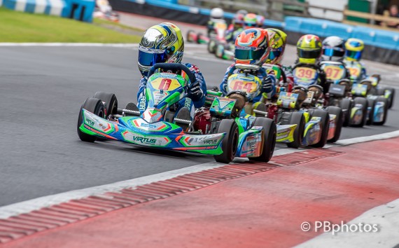 Oliver Bearman 'leans' into turn 1 ahead of Greenall, Marsh and Gunning.