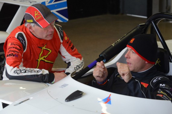Sir Chris Hoy recieves driving tips from Radical's Phil Abbott