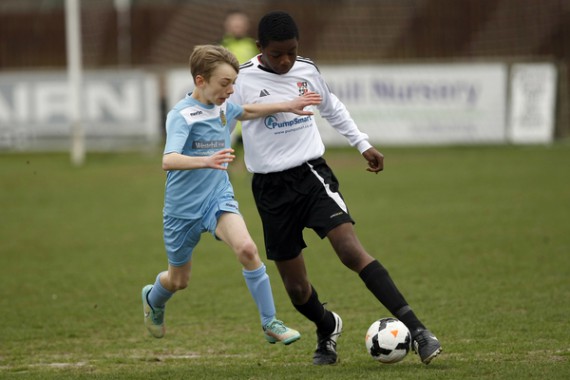 Kent FA Under 13 Youth Cup Final. Bromley v Maidstone United. Bromley in white