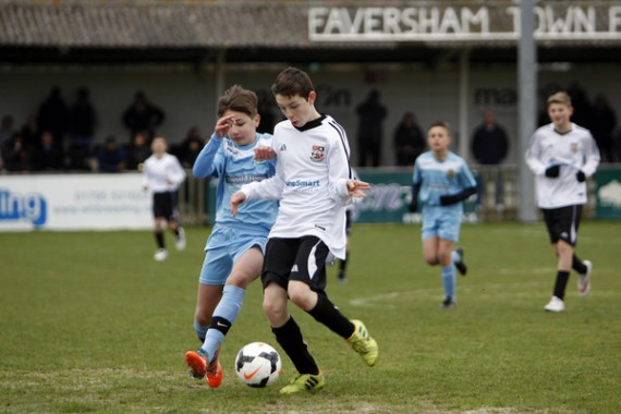Kent FA Under 13 Youth Cup Final. Bromley v Maidstone United. Bromley in white