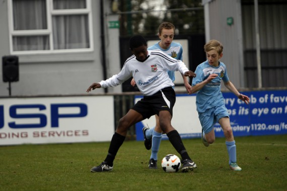 Kent FA Under 13 Youth Cup Final. Bromley v Maidstone United. Bromley in white