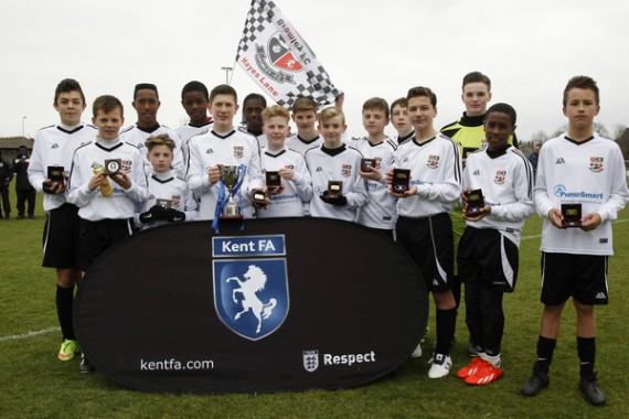 Kent FA Under 13 Youth Cup Final. Bromley v Maidstone United. Bromley in white